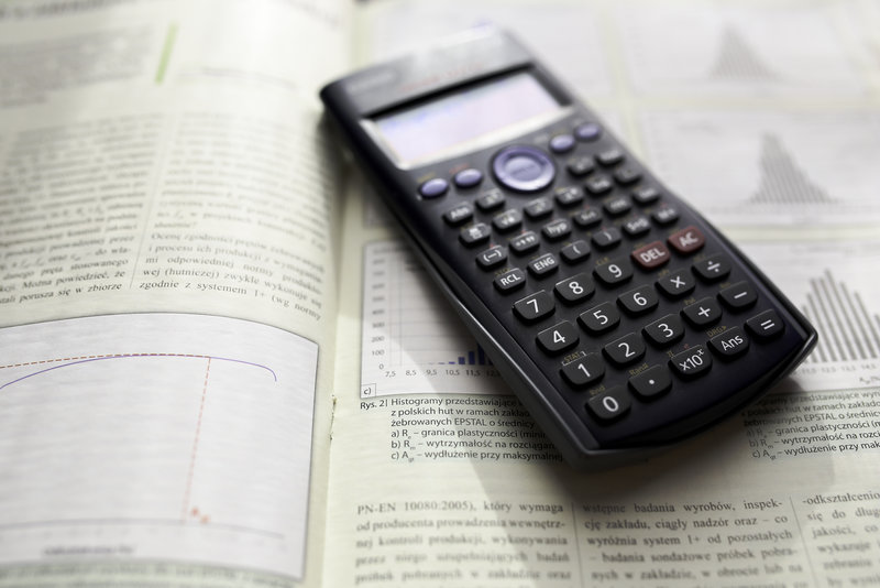 Scientific calculator on a textbook