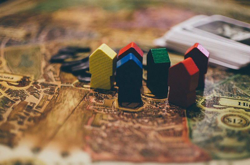 Wooden monopoly houses