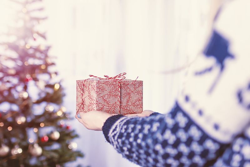 Person holding christmas gift