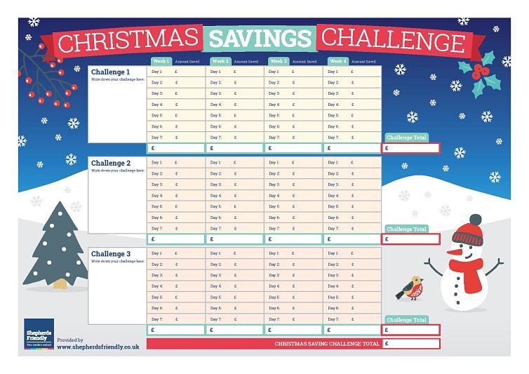 Christmas Savings Challenge- Worksheet