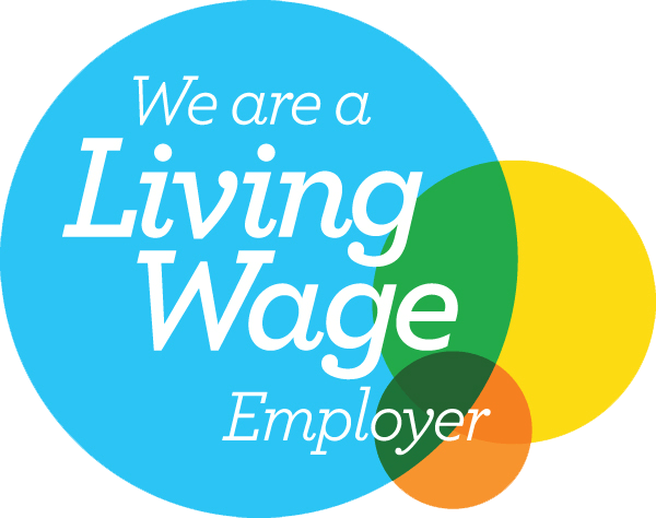 we are living wage employer logo showing shepherds friendly is a member