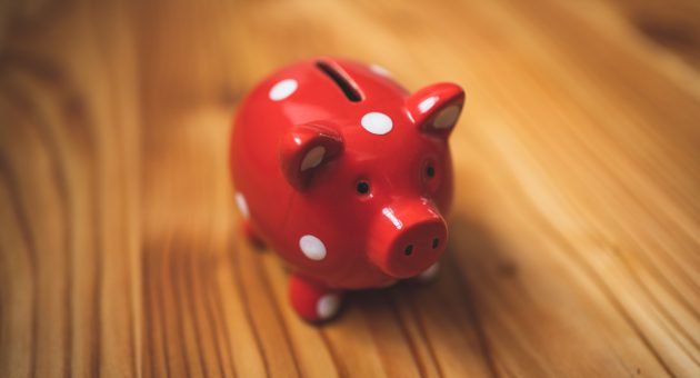 emergency fund in red and white piggy bank