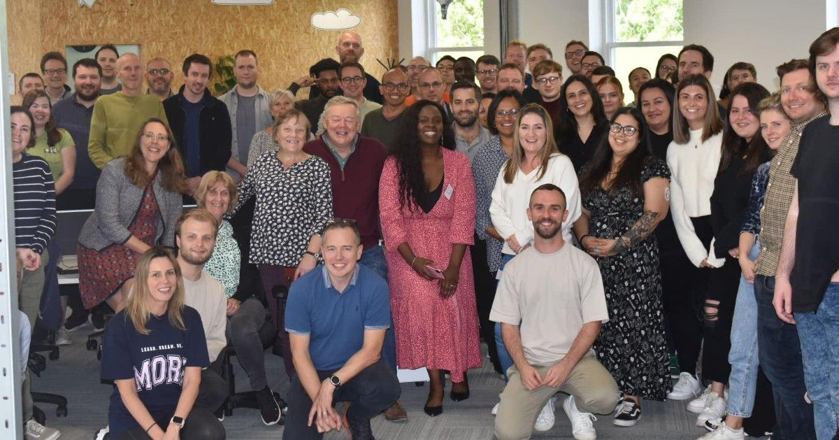 Team shot of shepherds friendly team in head office