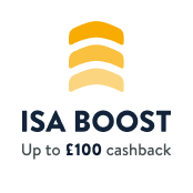 ISA Boost logo showing up to £100 cashback for first deposit in Shepherds Friendly Junior ISA