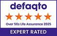 logo showing defaqto 5 star rating for over 50s life assurance 2025