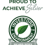 logo showing shepherds friendly have investors in the environment silver award 2023